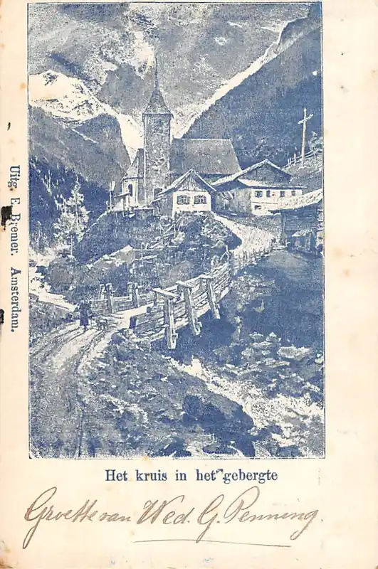 Fantasie Het Kruis in het gebergte 1900 Vintage HC50696 Niska cena