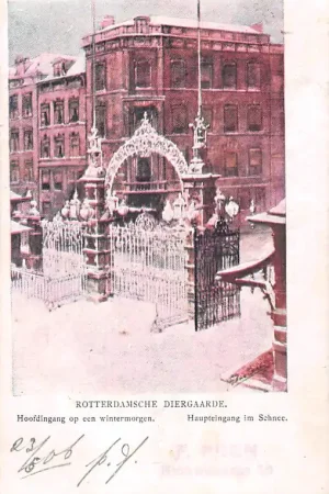 Rotterdam Rotterdamsche Diergaarde Hoofdingang op een winter morgen Zoo Dierenruin HC50614 Premium