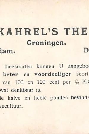 Ostatnia szansa Groningen Kahrel's Thee Amsterdam Den Haag Reclame Illustrator J. Gerstenhauer Vintage HC50346