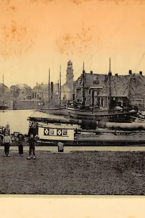 Zwrot pieniędzy Lemmer Lemster haven met Binnenvaart schepen en sleepboten Scheepvaart Tulp HC50332