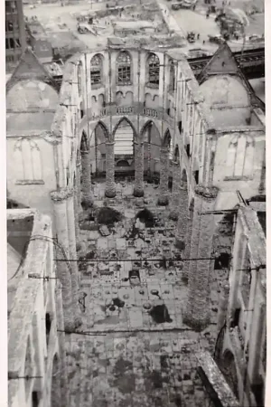 Oryginalny Rotterdam St. Laurenskerk in puin Fotokaart na bombardement mei 1940 WO2 HC50327