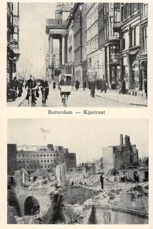 Zwrot pieniędzy Rotterdam Kipstraat voor en na bombardement mei 1940 WO2 HC50268