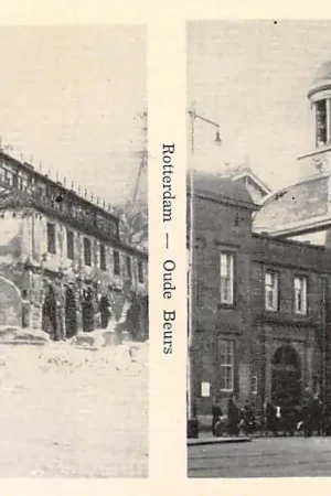 Rotterdam Oude Beurs na en voor het bombardement Mei 1940 WO2 HC50266 Kup teraz