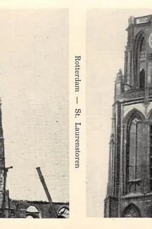 Rotterdam St. Laurens toren na en voor bombardement Mei 1940 WO2 HC50265 Najlepsza cena
