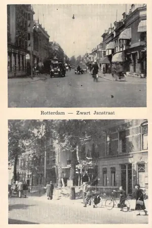 Rotterdam Zwart Jansstraat voor en na bombardement mei 1940 WO2 HC50272 Wysoka jakość