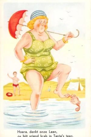 Fantasie Humor Hoera, denkt onze Lee, nu bijt vriend krab in Tante's teen. HC50126 Niska cena