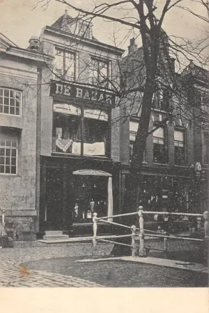 Delft Reclame 25-jarig bestaan der Meubel- en Confectie Magazijnen De Bazar Voldersgracht 3 en 4a Schiedam Overschieschestraat 14 en Den Haag Amst. Veerkade 41 HC49880 Autentyczny