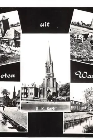 Autentyczny Wateringen Groeten uit 1967 Zwembad Oost einde R.K. Kerk Bovendijk Irenestraat Westland HC49800