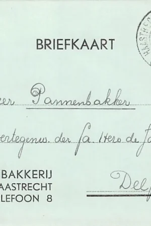 Haastrecht N.V. Centrale Bakkerij aan Vertegenwoordiger der fa. Hero de Jager te Delft 1935 Spoed!! Krimpenerwaard HC49668 Wyprzedaż