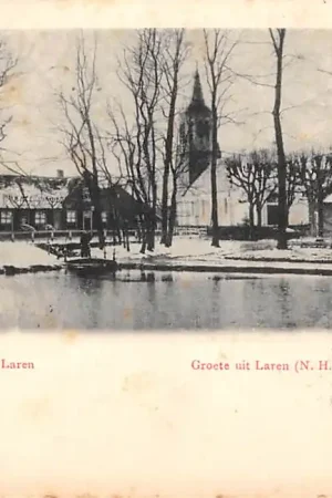 Popularny Laren (NH) Groete uit Laren (N.H.) in de sneeuw Kleinrondstempel 3 APR 03 HC49182