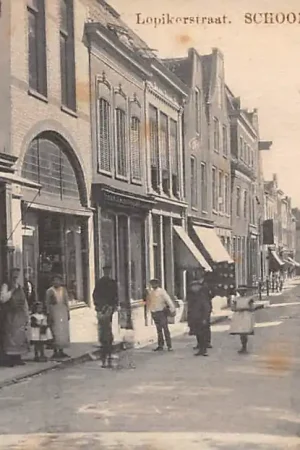 Schoonhoven Lopikerstraat 1912 met links Drukkerij Uitgeverij De Gruijter HC49093 Darmowa dostawa