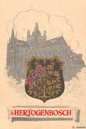's-Hertogenbosch Stadswapen en St. Jans kerk 1939 HC49013 Promocja
