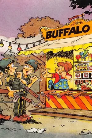 Rabat Militair Soldaten voor de schiettent op de kermis Cartoon Humor HC48801