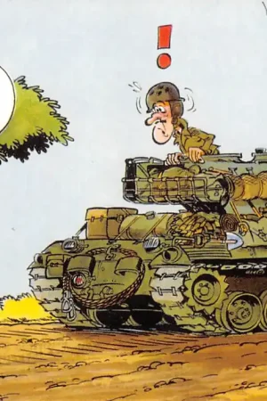Militair Soldaat met tank Boer vindt schroef Humor Cartoon HC48799 Zwrot pieniędzy