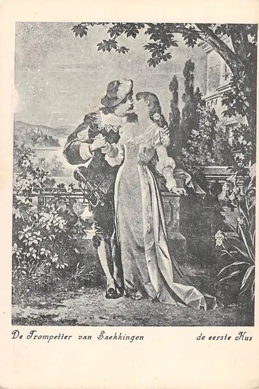Fantasie De Trompetter van Saekkingen De eerste kus 1900 Vintage HC48729 Szybka dostawa