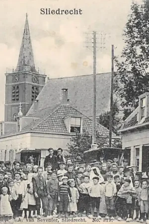 Sliedrecht Dorp met volk en kinderen 1900 HC48647 Ekspresowa dostawa