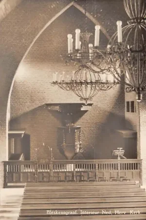Bleskensgraaf Interieur Ned. Hervormde Kerk Type fotokaart Alblasserwaard HC48339 Oryginalny