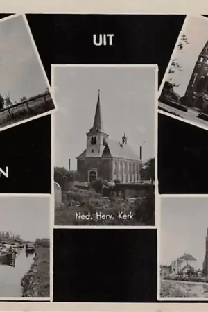 Berkel en Rodenrijs Berkel (ZH) Boven molens Ned. Herv.R.K. en Gereformeerde Kerk Groentenveiling 1948 HC48068 Premium