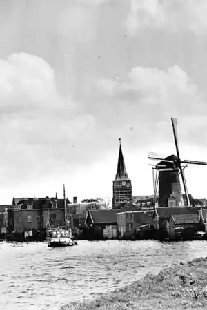 Bodegraven Rijn gezicht Molen Binnenvaart schepen HC1271 Wysoka jakość
