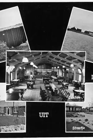 Lelystad Groeten uit Lelystad 1956 Sluisbouw Kamp Cantine Straatje HC1192 Promocja