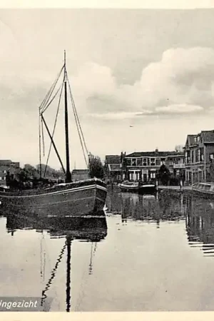 Premium Bodegraven 1945 Rijngezicht Binnenvaart Schepen HC195