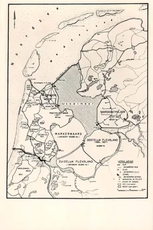 Rabat Flevoland Kaartje Afsluiting en gedeeltelijke droogmaking van het IJsselmeer Zuiderzee Wieringermeer Noordoostpolder 1956 HC58576