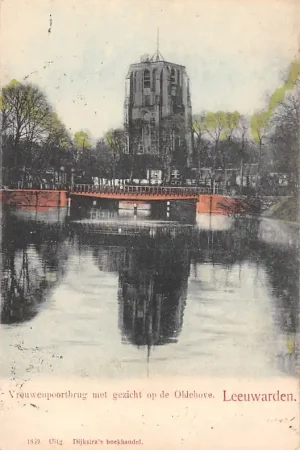 Leeuwarden Vrouwenpoortbrug met gezicht op de Oldehove 1905 HC28304 Szybka dostawa