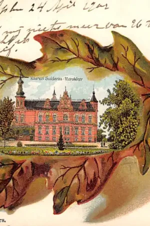 Zutphen Kasteel Suideras Vierakker Groeten uit 1905 Reliëfkaart HC55216 Oryginalny