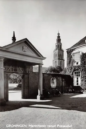 Groningen Martinitoren vanuit Prinsenhof 1960 HC17466 Autentyczny