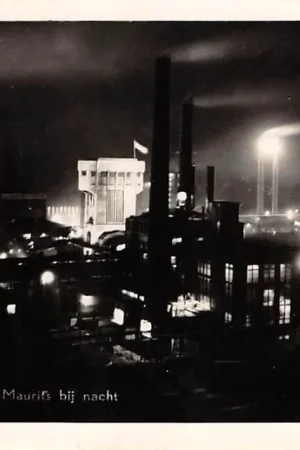 Geleen - Lutterade Staats mijn Maurits bij nacht 1955 Limburg HC55480 Ostatnia szansa