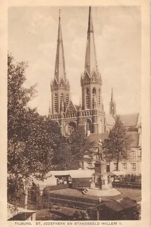 Tilburg St. Jozefkerk en Standbeeld Willem II 1929 HC44066 Oryginalny