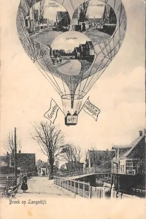 Promocja Broek op Langedijk Ballon met vier dorpsgezichten Dijk en Waard West-Friesland Noord-Holland HC60548