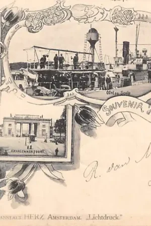 Amsterdam Souvenir Blauwe Brug Muiderpoort Haarlemmerpoort Oorlog Schip Melkmeisje 1901 HC55228 Oferta