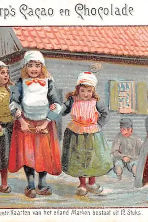 Popularny Amsterdam Reclame Bensdorp 's Cacao en Chocolade Kaarten van het eiland Marken No. 12 Klederdracht Vintage HC55225