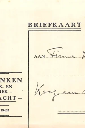 Bergambacht (Af-)bestelkaart Gebr. Blanken Brood Koek en Banketfabriek aan de firma Hero de Jager te Koog aan de Zaan 1935 HC49398 Oferta