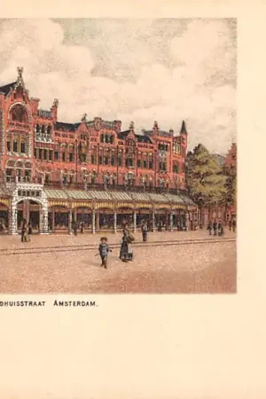 Amsterdam Raadhuisstraat Litho 1900 HC45324 Wyprzedaż