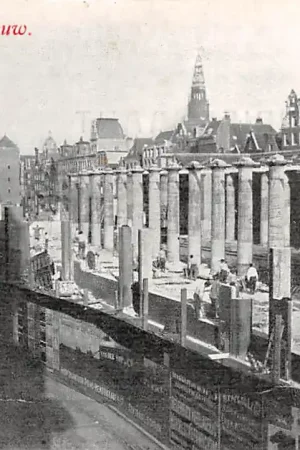 Amsterdam Oud en Nieuwe Afbraak De Beurs en niewbouw HC18850 Oryginalny