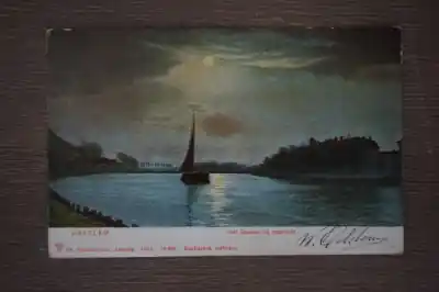 Haarlem Het Spaarne bij maanlicht Ekspresowa dostawa