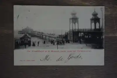 Popularny Scheveningen Het Wandelhoofd en de Minarest gezien vanaf het Kurhaus terras