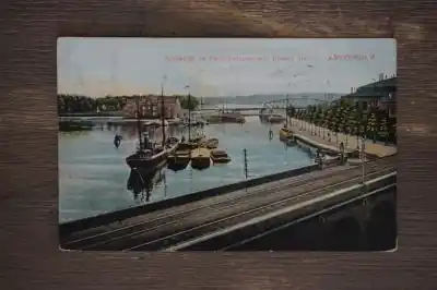 Amsterdam Spoordijk en Spoorbruggen met binnen haven Oryginalny