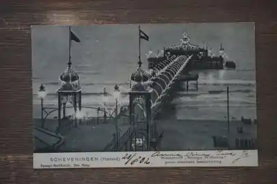 Scheveningen Wandelhoofd Koningin Wilhelmina groote electrische feestverlichting Kup teraz